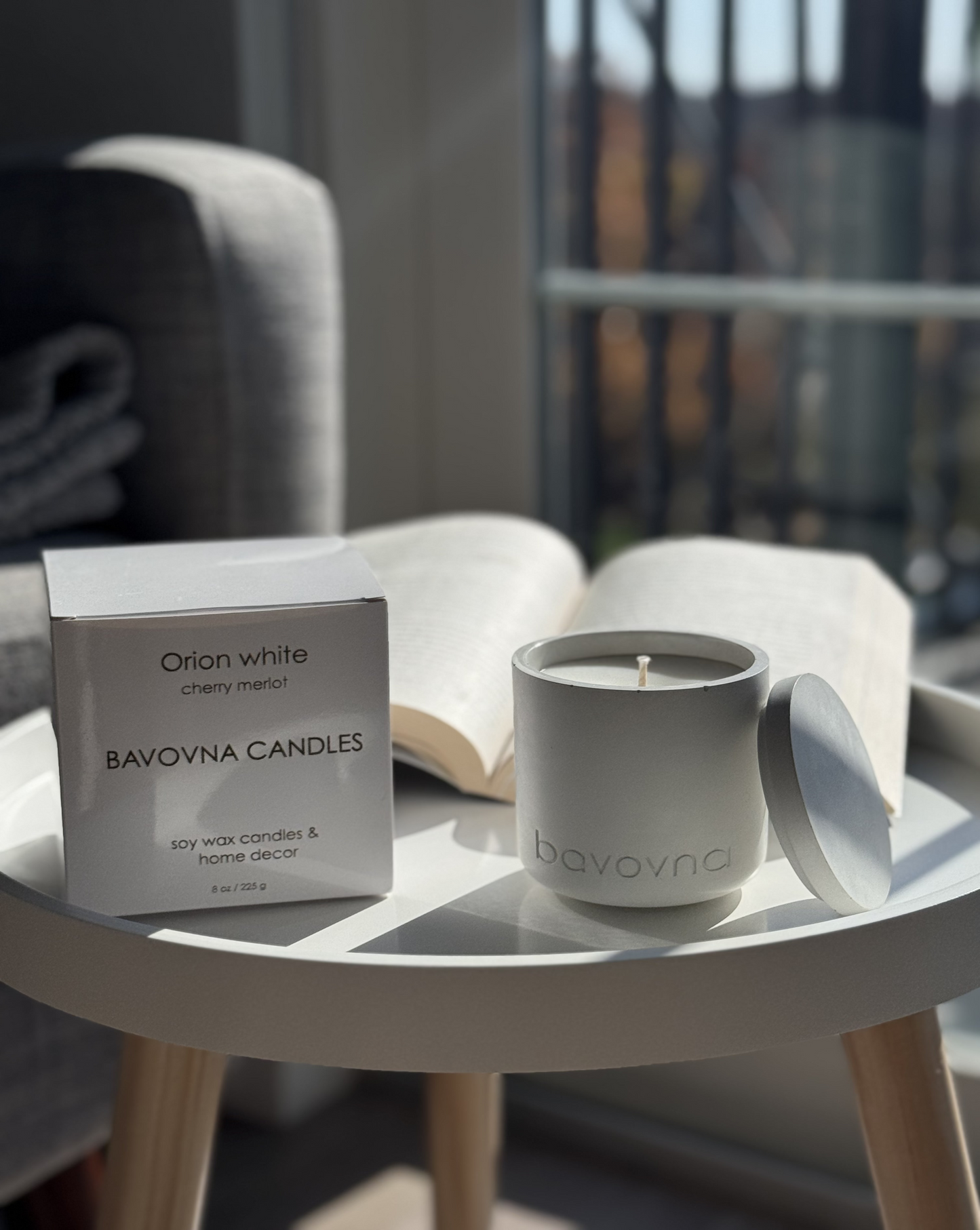 Orion white Candles: Eco-Friendly Handmade Soy Wax in Unique Concrete Jars