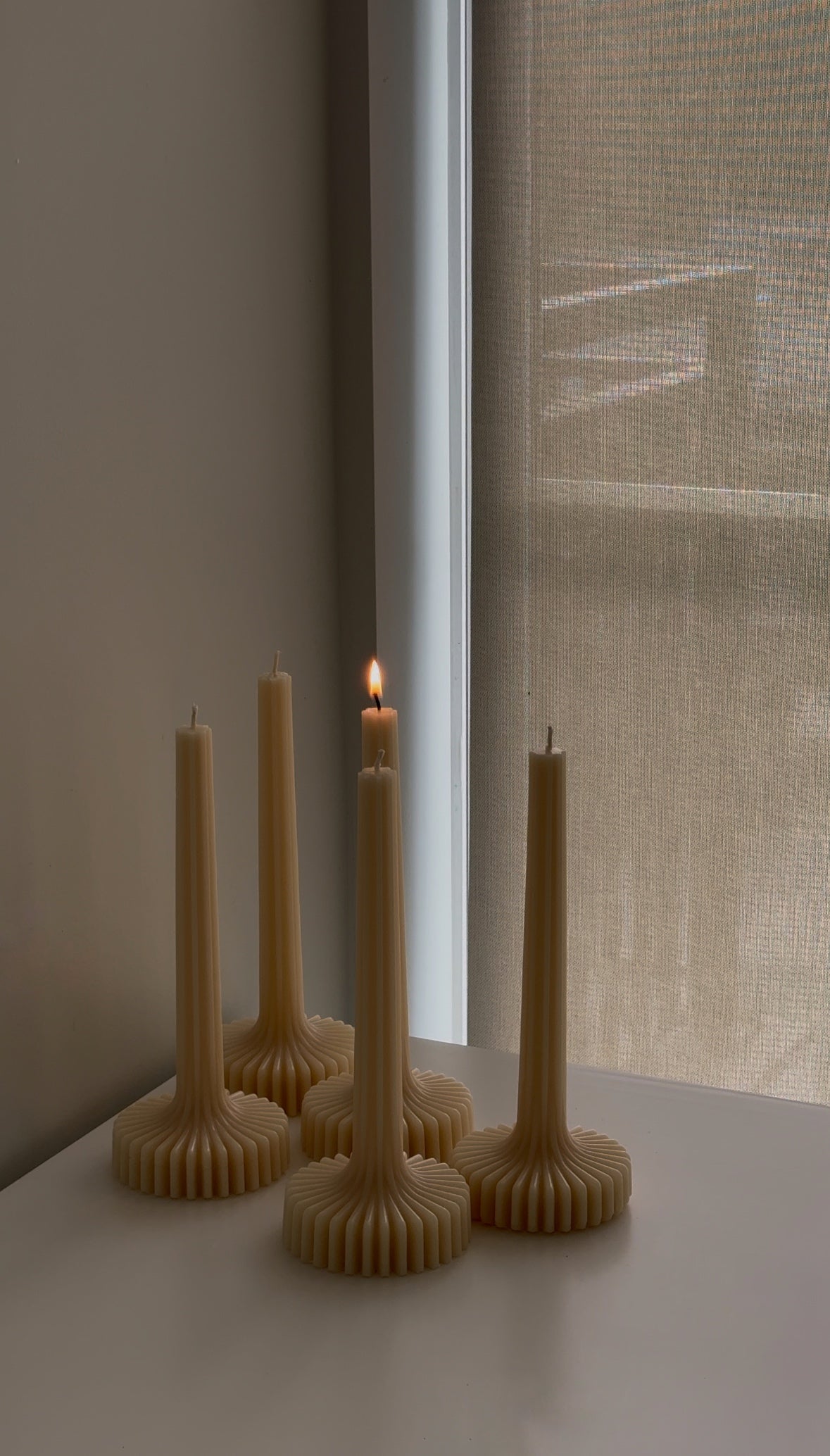 Organic Soy Wax Tall Ribbed Vellora Pillar Candle – Eco-Friendly & Charming Home Décor