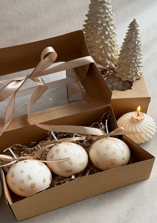 Christmas Candles Set Shiny Christmas Tree Balls