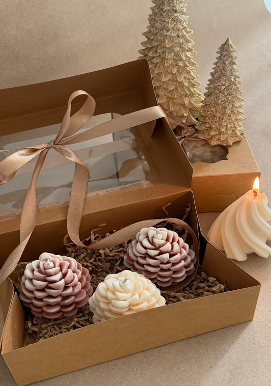 Christmas Candles Set Christmas Pinecones