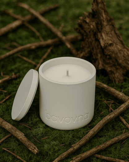 Orion white Candles: Eco-Friendly Handmade Soy Wax in Unique Concrete Jars 